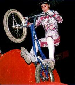 A rider competing on a Monty trials bike